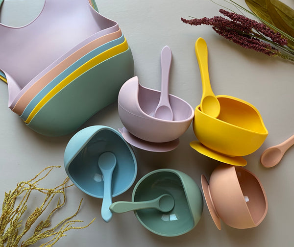 Bundle- Silicone Bib and Shell Bowl